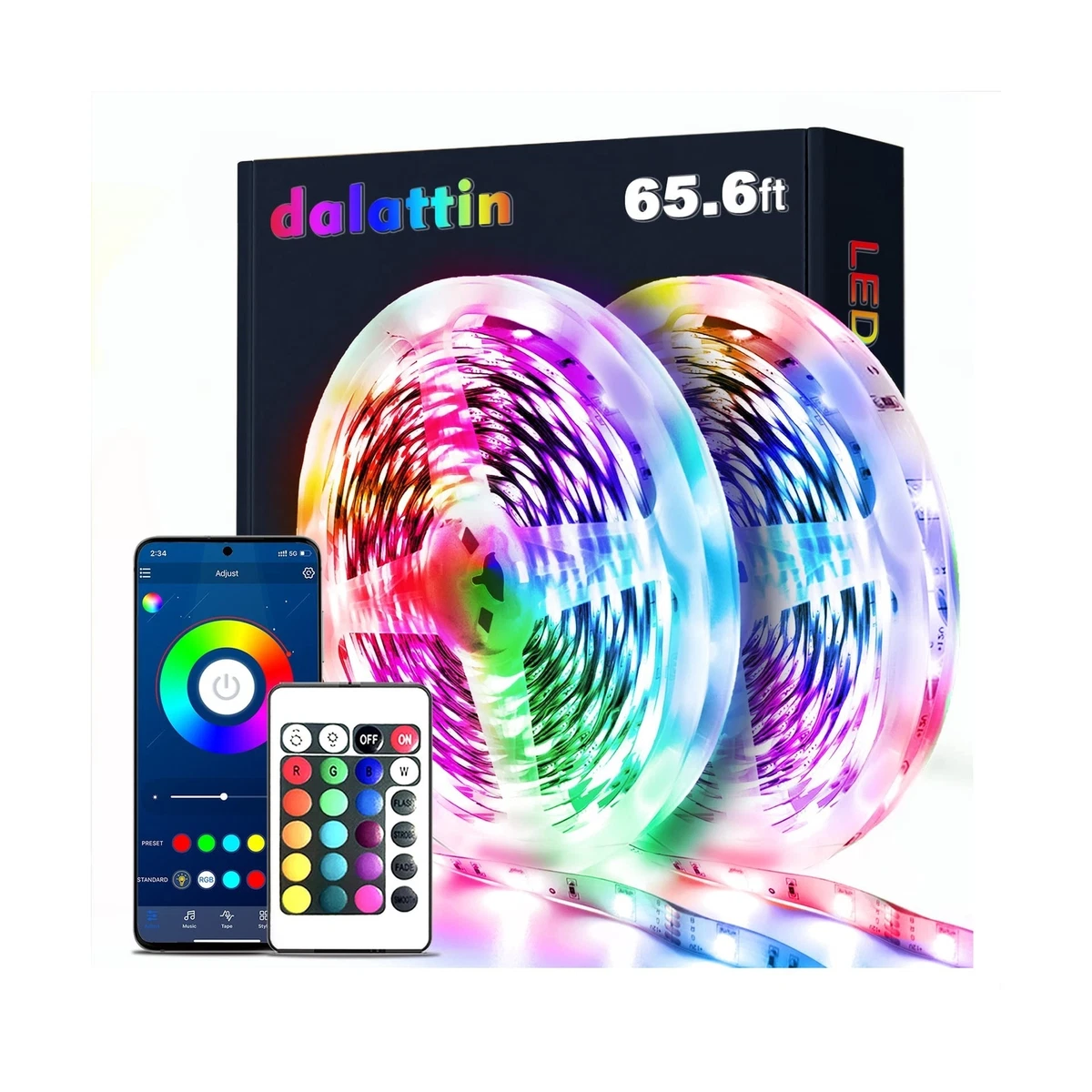 dalattin Led Strip Lights 65.6ft RGB 5050 Color Changing Led Lights for Bedro
