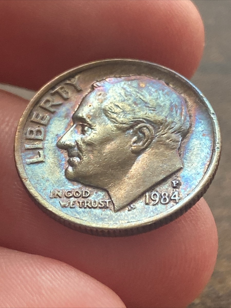 1984 P Roosevelt Dime Actual Coin Breathtaking Exquisite Blue Tone
