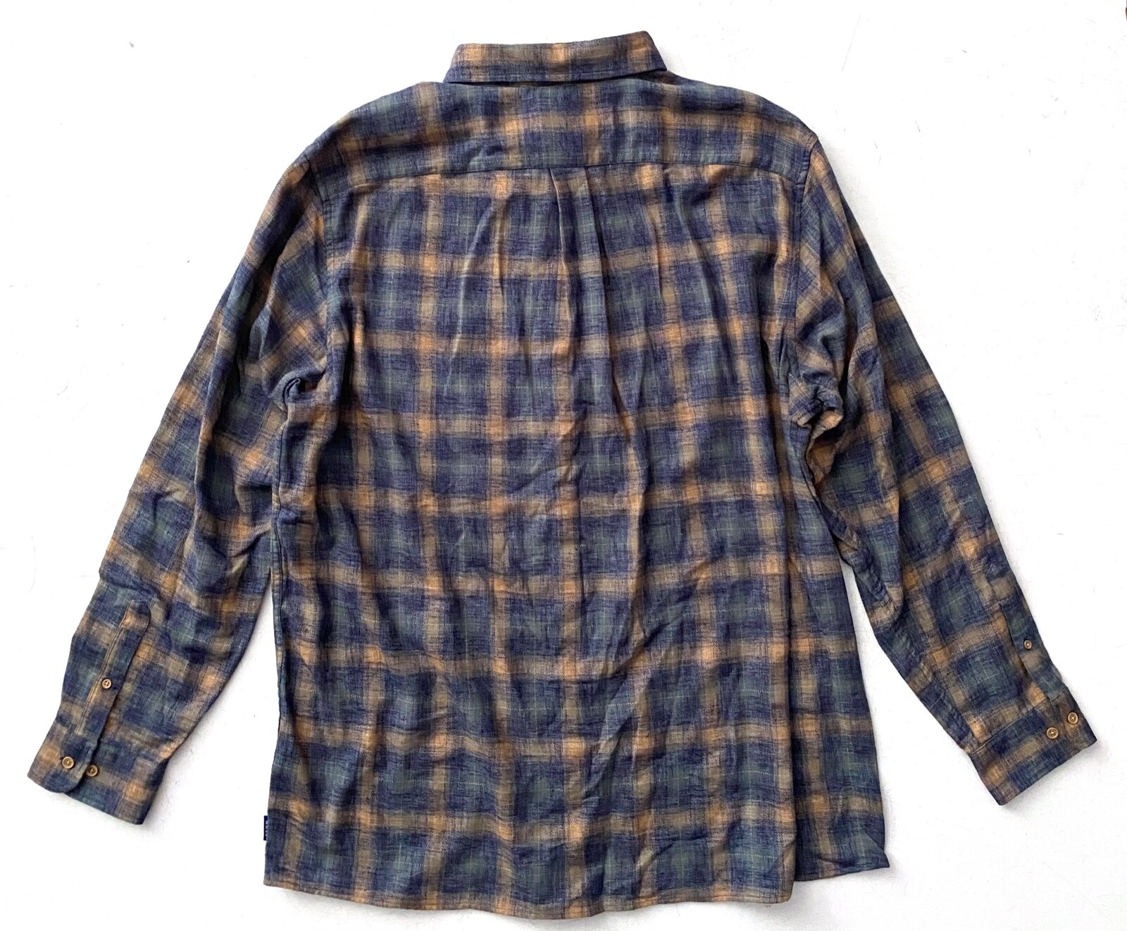 Rowm Shirt Blue Khaki Button Down Nwt Check Long Sleeve Cotton Blend B&T