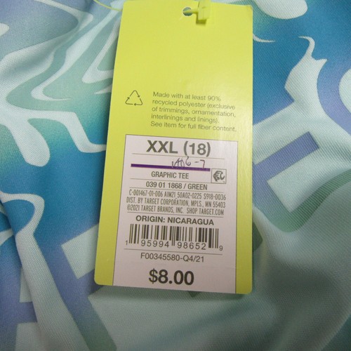 All in Motion Girls Size XXL (18) Activewear Short Sleeve 'Reflect' Green - Picture 7 of 7