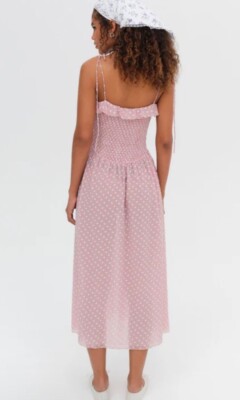 For Love & Lemons Maxine Vintage Gingham Dots Ruffles Midi Dress L | eBay