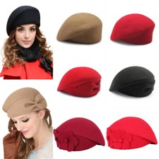 Women Vintage Winter Warm Wool Cap Felt French Beret Beanie Pillbox Ladies Hats
