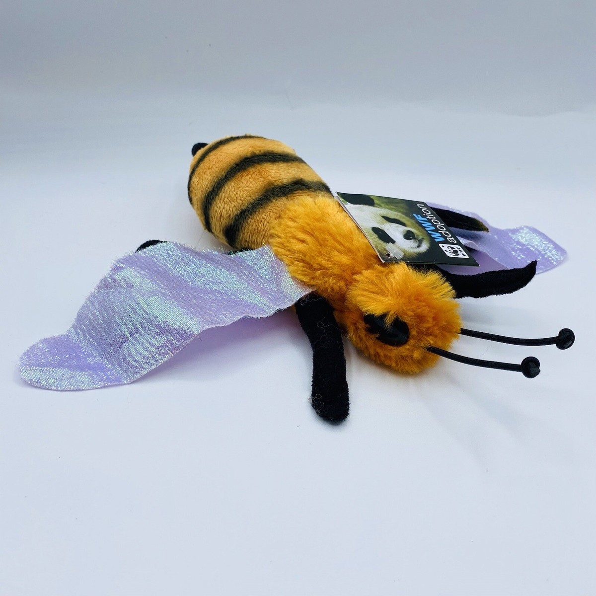 WWF Adoption Honeybee Plush Stuffed Animal W/ Purple Wings 8
