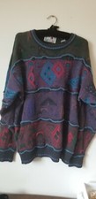 ITALIAN Florence Tricot Textured Multi Colored Coogi Style VTG Sweater Mens L