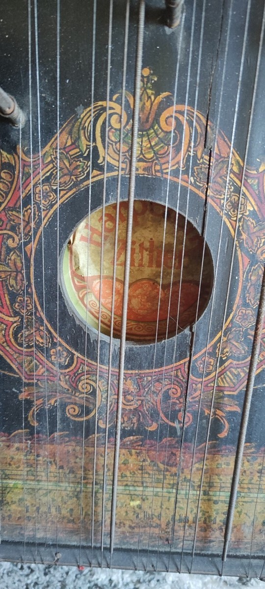 Antike Zither Harpeleik Zither 56x47x5 cm | eBay