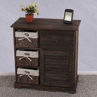 Kommode Schrank Mit 3 KöRben 63X60X30Cm, Vintage Braun, Shabby-Look