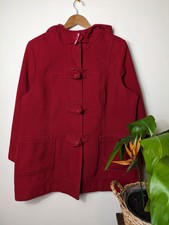 Women's E-vie Red Button Up Hooded Over Coat 18