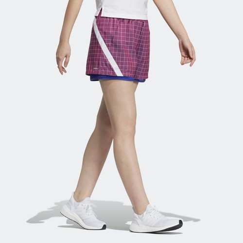 Adidas Essentials Women's, Plaid Drawstring Sport Shorts, Scarlet, S - 第 3/4 張圖片