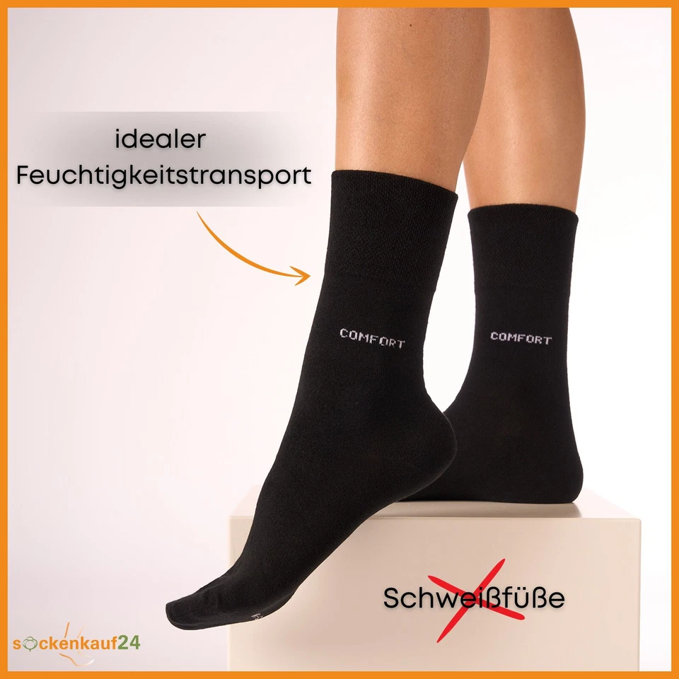 Comfort Diabetiker Socken ohne Gummi Herren Damen Baumwolle ohne Naht 10-30 Paar - Bild 4 von 4