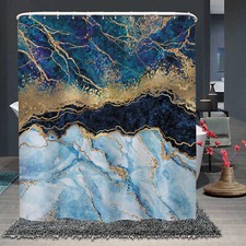 Bathroom Shower Curtain with 12 Hooks 71x71 inch Waterproof Polyester Fabric Set