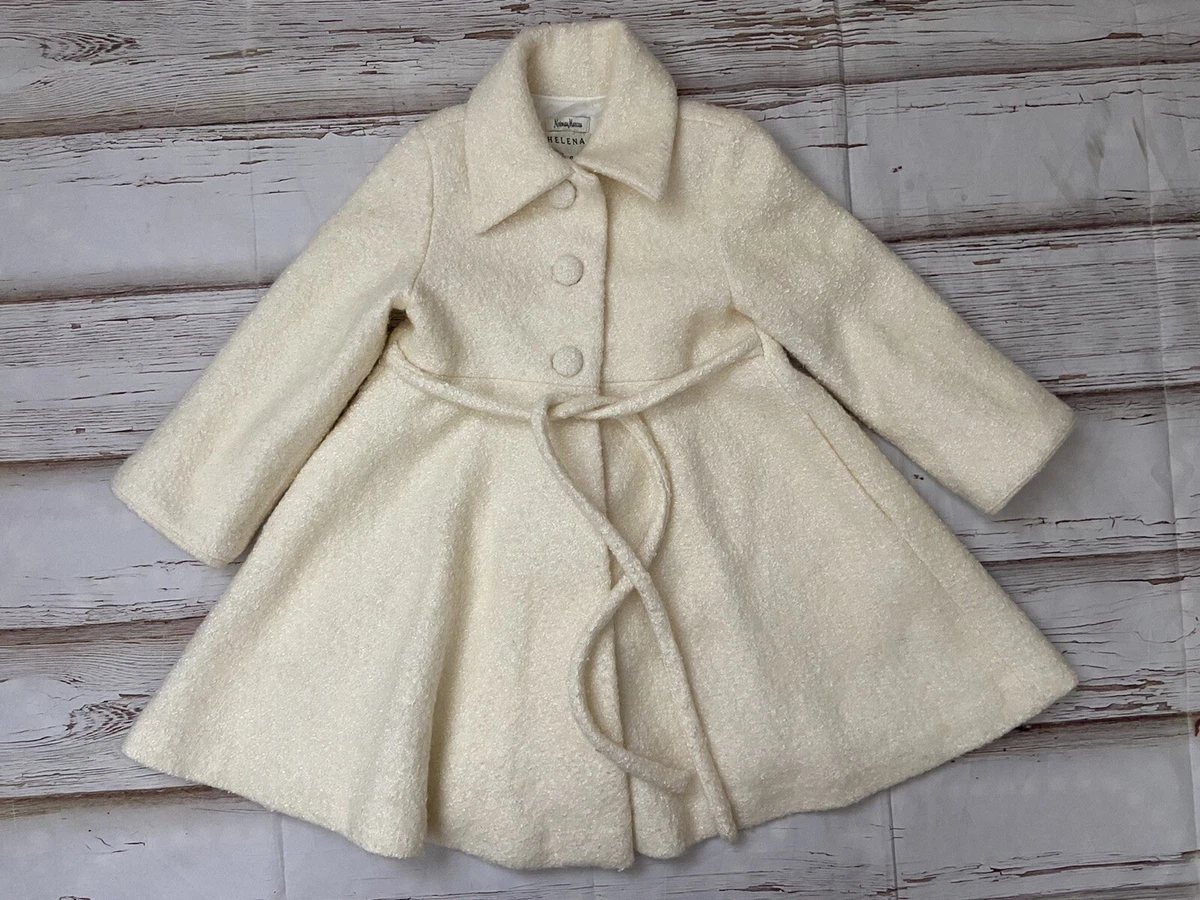 Helena Neiman Marcus Ivory Dress Coat Girls size 4 Lined Swing