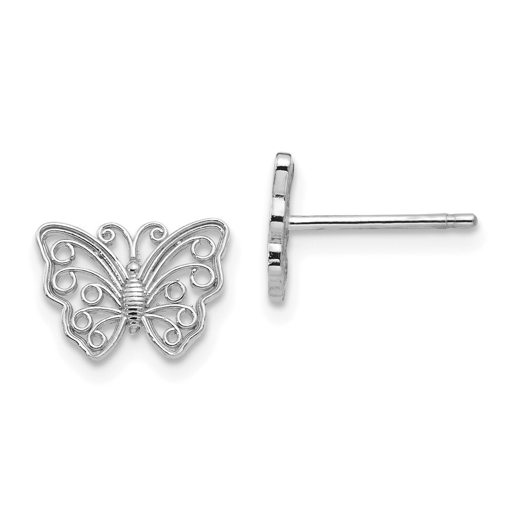 14k White Gold 7.6mm Butterfly Stud Earrings