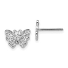 7.6mm 14k White Gold Butterfly Stud Post Earrings