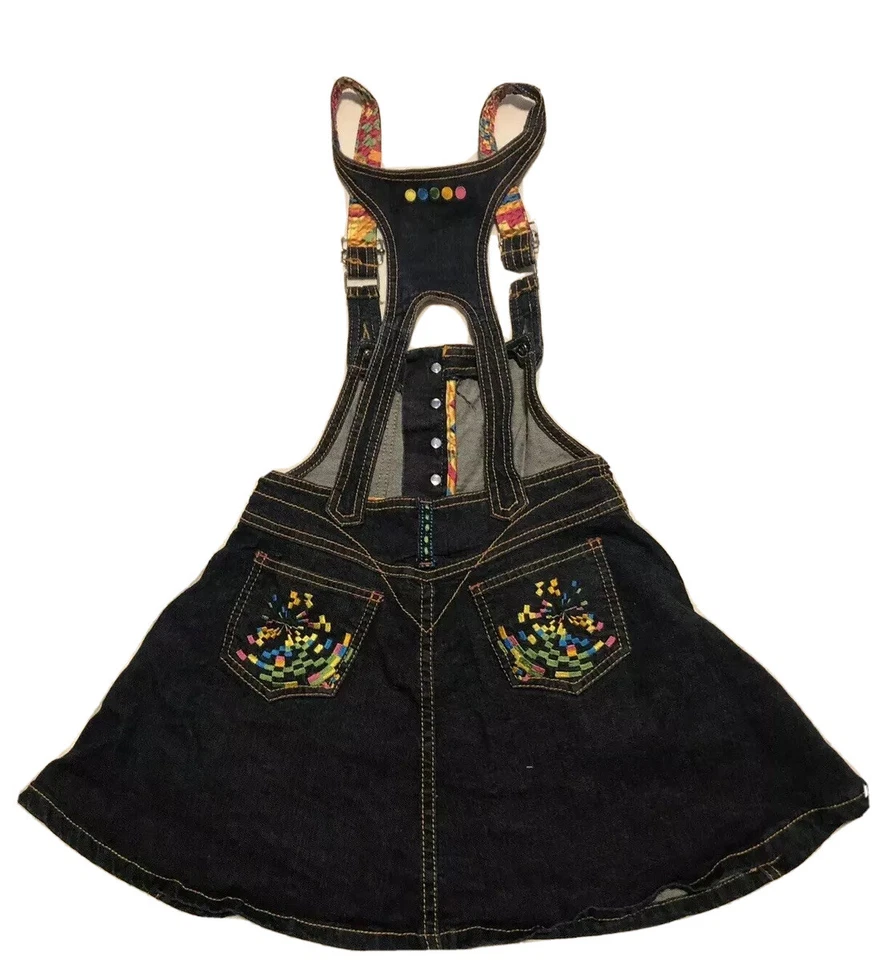 Talla 8/10 M Niñas Pequeñas De Colección Coogi Denim Pantalones Mono Con Falda Foto 3 de 4