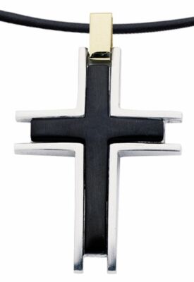 Dolan Bullock Stainless & 18K Men's Cross Pendant ONYX Necklace & Cord NMP25000