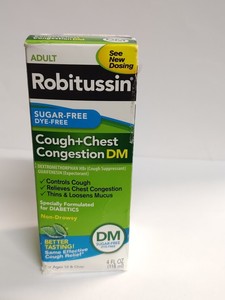 Robitussin Sugar-Free Cough + Chest Congestion DM, Dye-Free, 4 fl oz