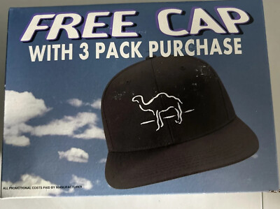Vintage Camel Hat Cap Snap Back Cigarettes Logo Black Mens Mint Box No Tobacco