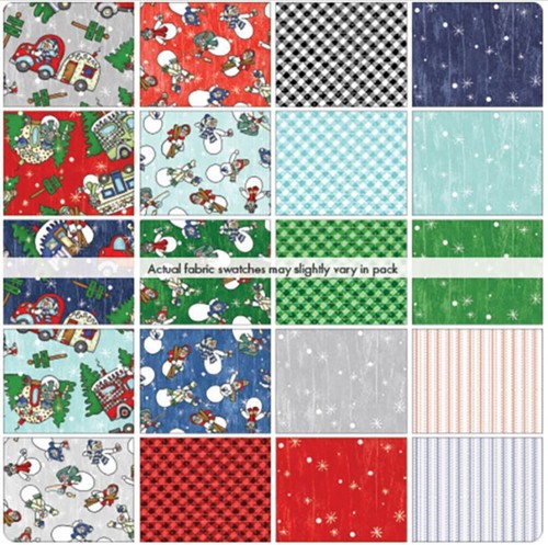 Precut Benartex 40 2.5" Strips Strip-pies Christmas Jolly Lane 100% Cotton Jelly - Picture 2 of 3
