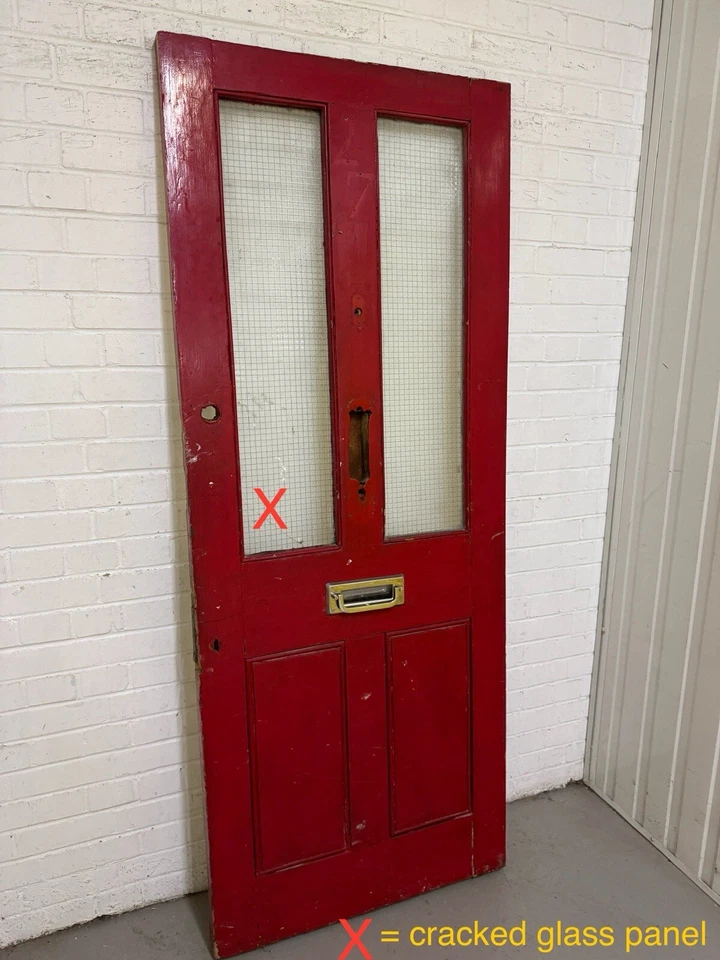 Reclaimed Old Victorian Wooden Panel Front Door 2020 Or 2030 x 810mm - Image 2 of 4