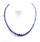 Tanzanite chain gemstone chain blue oval smooth cut necklace approx. 46 cm