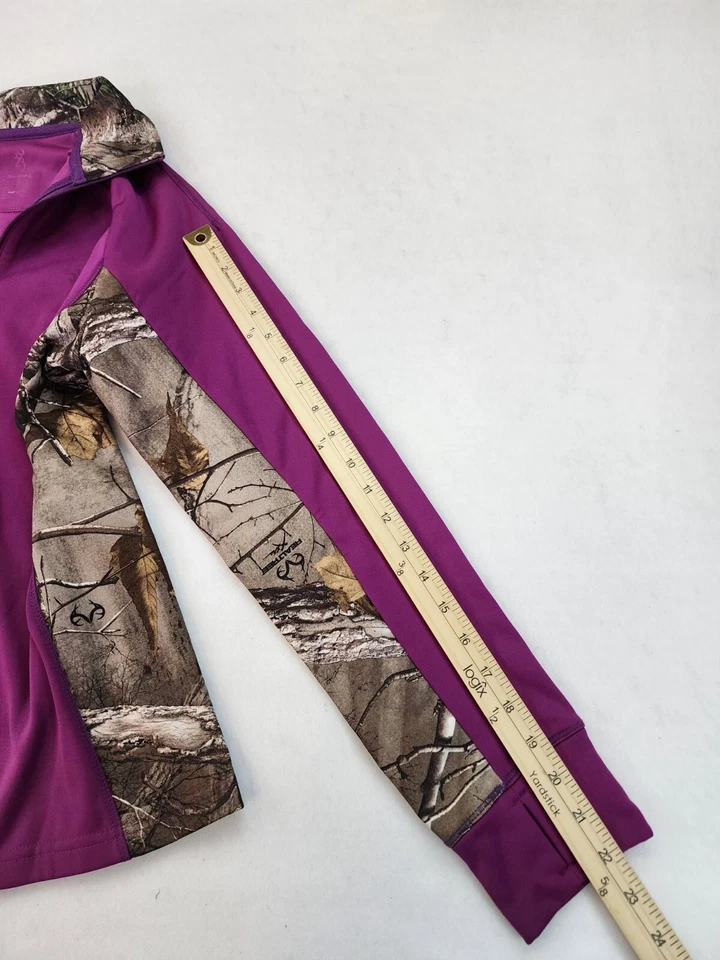 Pullover Browning Mujer Grande Púrpura Camuflaje 1/4 Cremallera Agujeros para Pulgar Cuello Exterior Foto 4 de 4