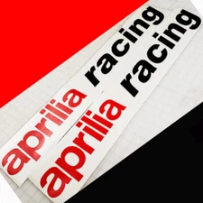Aprilia Racing decals 7 inches 17.8cm long stickers red black motorcycle fairing