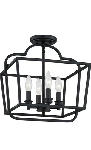 NWT Quoizel Lighting BLA1714MBK Blanche 4 Light Semi-Flush Mount in Transitional - Picture 3 of 5