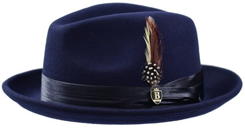 Men's Fedora Dress Hat Navy Blue UN-102 
