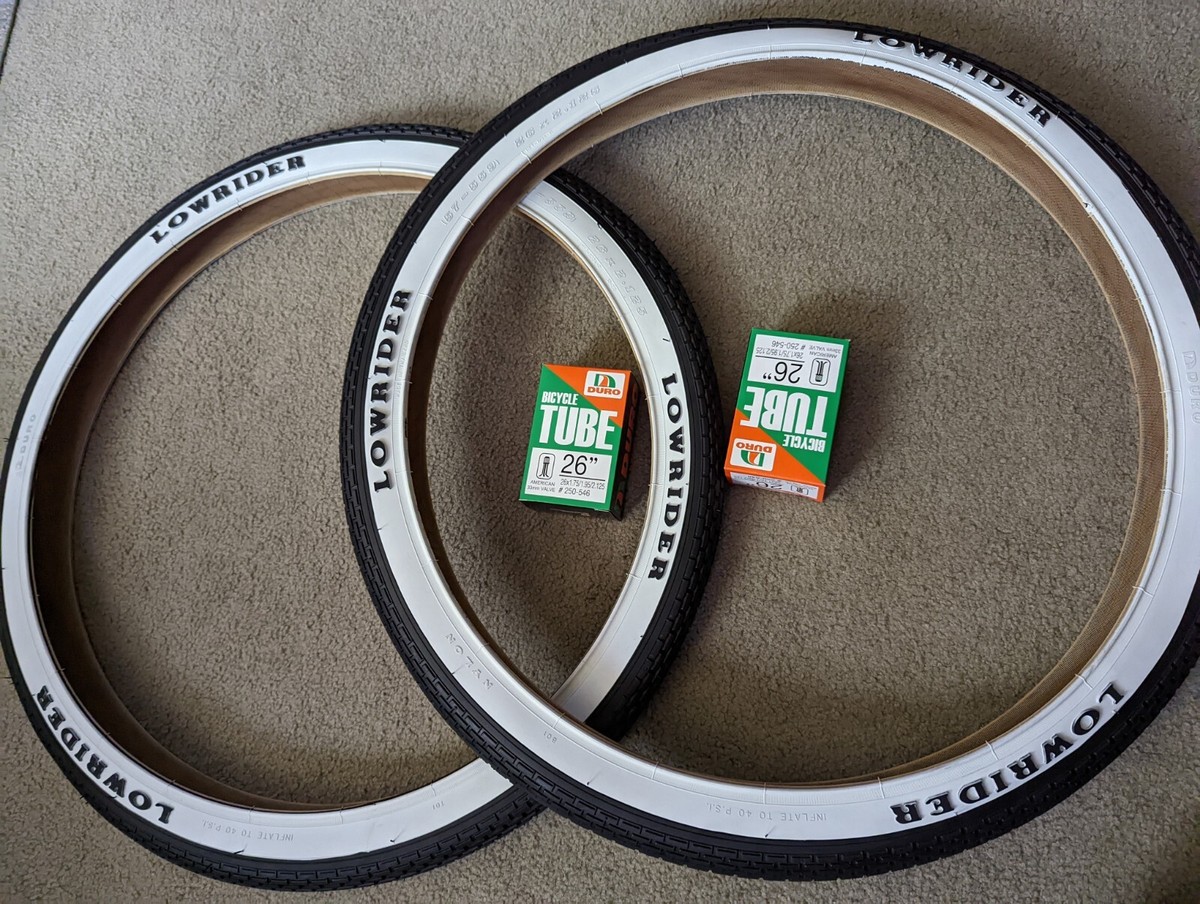 2) DURO (57-559)WHITEWALL LOWRIDER LOGO CRUISER BICYCLE