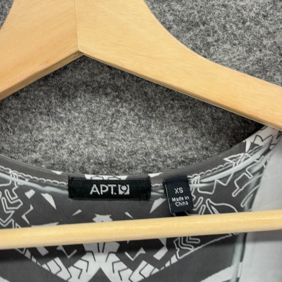 Apt. 9 Vestido Mujer XS Gris Geométrico Maxi Largo Cuello en V Sin Mangas Pullover Informal Foto 3 de 4