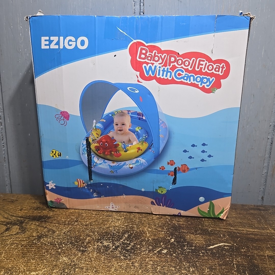 Baby Pool Float with Canopy UPF50+ Sun Protection, Inflatabl