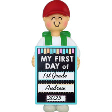 Personalized Christmas Ornament - Boy's First Day of a New Grade
