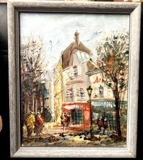 PARIS MARKET STREET SCENE ORIGINAL OIL ON CANVAS PAINTING Small unb