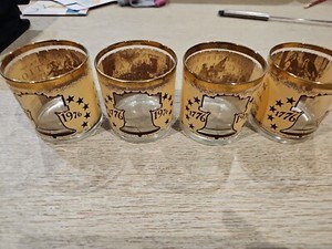 Vintage Bicentennial 1776-1976 Liberty Bell Whiskey Low Ball Glasses