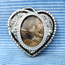 Classic Western Country Heart Belt Buckle Agate Mount Vintage 80s    .GTA125