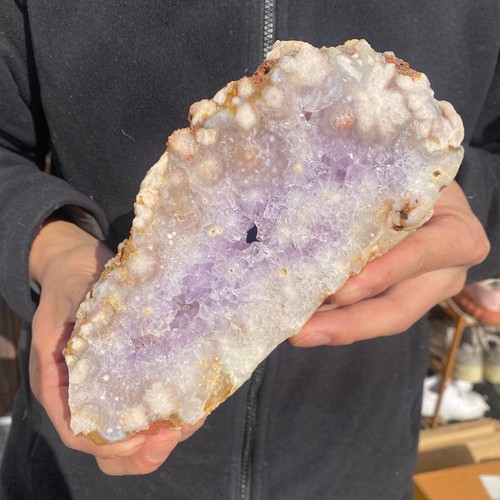 735G Natural Pink Amethyst Geode Slab quartz crystal cluster Mineral Specimen - Picture 7 of 10