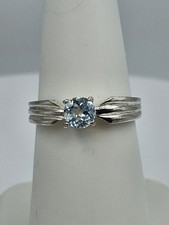 Size 6.5 Sterling Silver Blue Topaz Ring 5mm Round .57ct December Birthstone