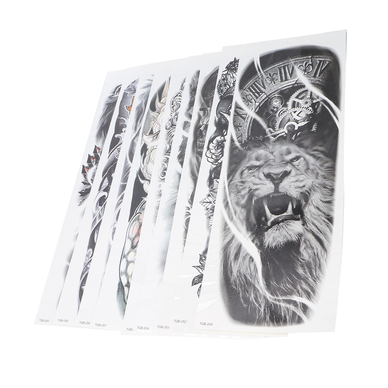 9pcs Waterproof Full Arm Tiger Fake Temporary Tattoo Stickers