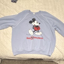 Disney Mickey Mouse Walt Disney World Blue Fleece Crewneck Pullover L