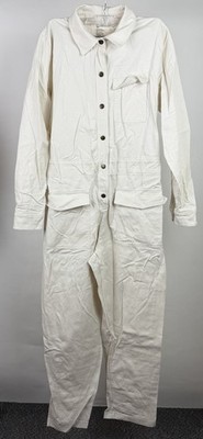 For Days Jumpsuit Womens Medium Ivory Organic Cotton Blend Stretch Twill Minimal