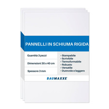 Set Di 3 Pannelli in PVC Espanso Rigido Bianco I 30 X 40 Cm I 3 Mm I Con Pellico