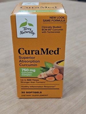 Terry Naturally CuraMed Superior Absorption Curcumin 750mg 30 Softgels Exp 12/27
