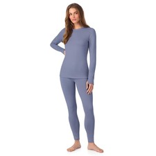 Womens Thermal Underwear Set - Heavyweight Long Johns - Dusty Blue - L
