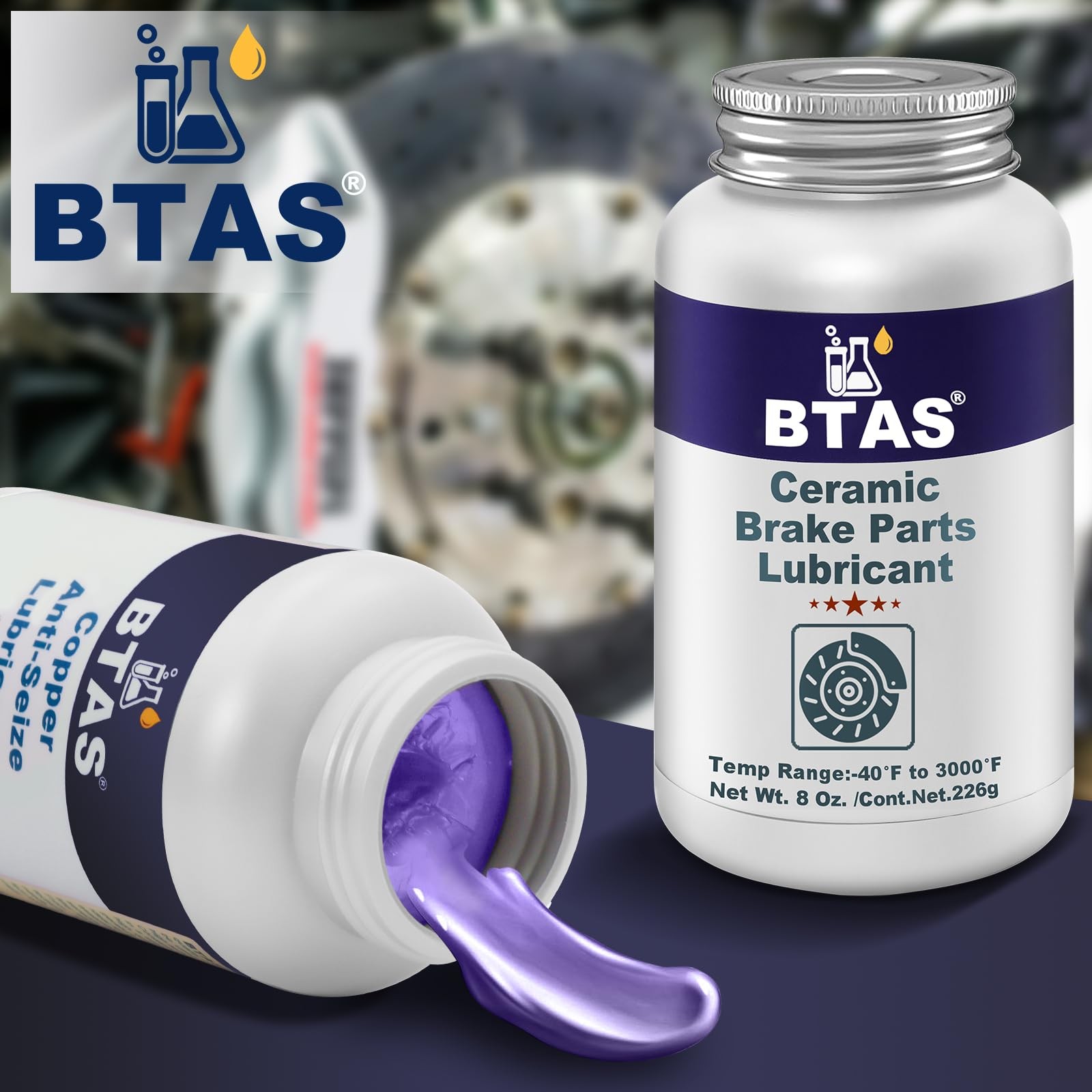 BTAS Brake Synthetic Ceramic Grease 8 oz,Anti SeizeSqueal Caliper Pad Pin Pa...