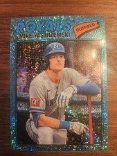 Mike Yastrzemski 2026 Topps Heritage #63 Light Blue Sparkle