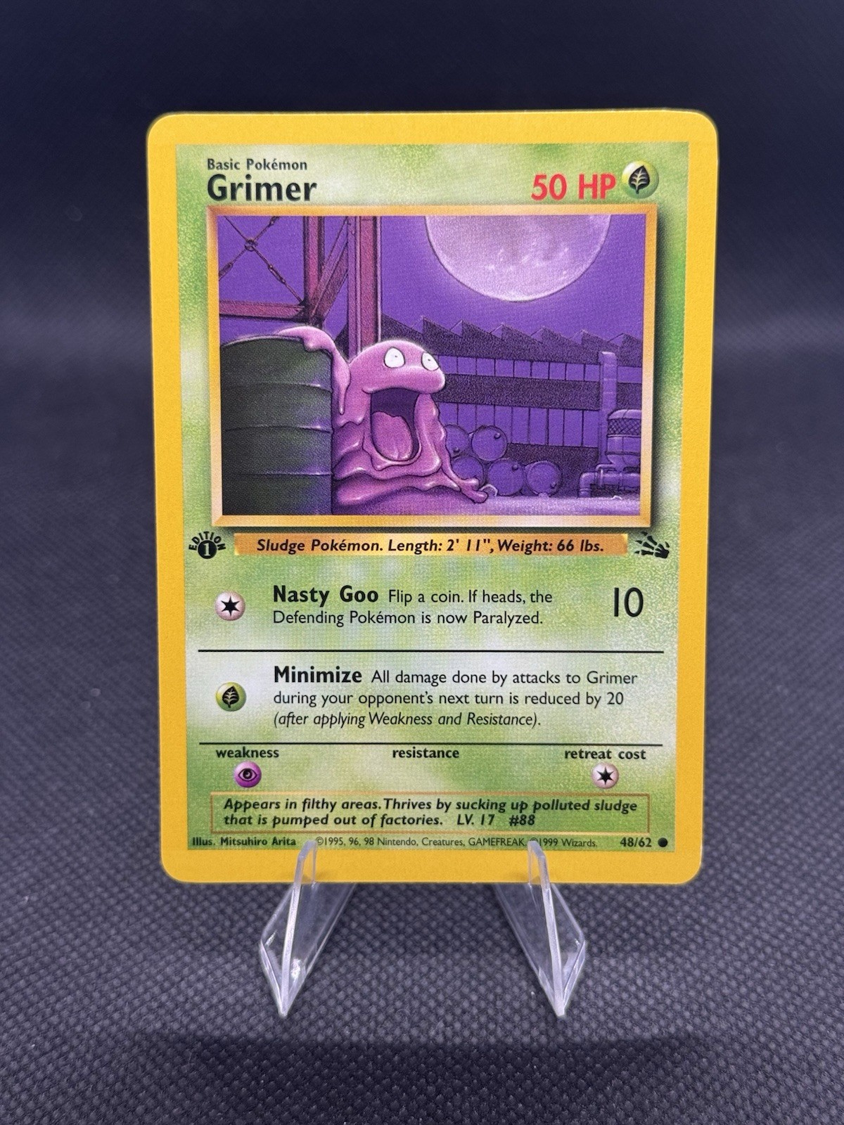 Pokémon TCG Grimer Fossil 1st Edition Common Card 48/62 NM Condition