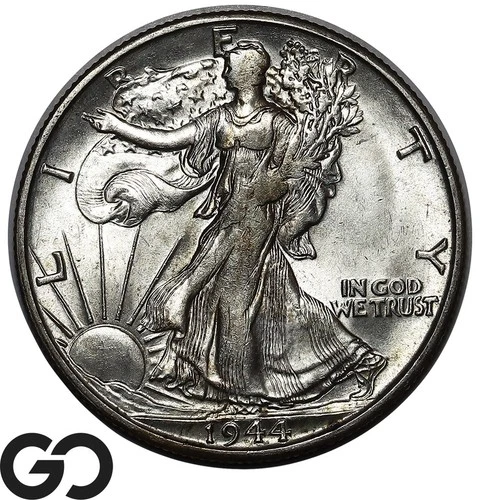 1944-S Walking Liberty Half Dollar, Lustrous Gem BU++