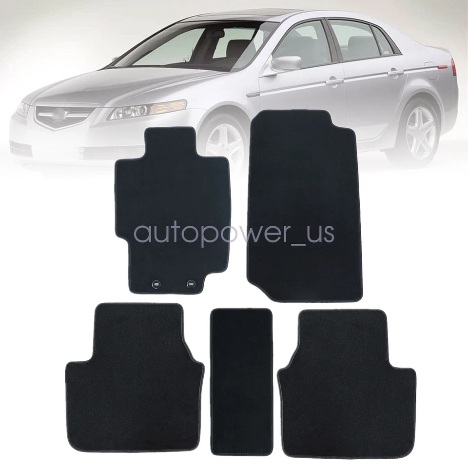 Alfombrillas de terciopelo negras 5 piezas para ACURA TL 2004-2008 4 puertas delanteras y traseras Foto 3 de 4