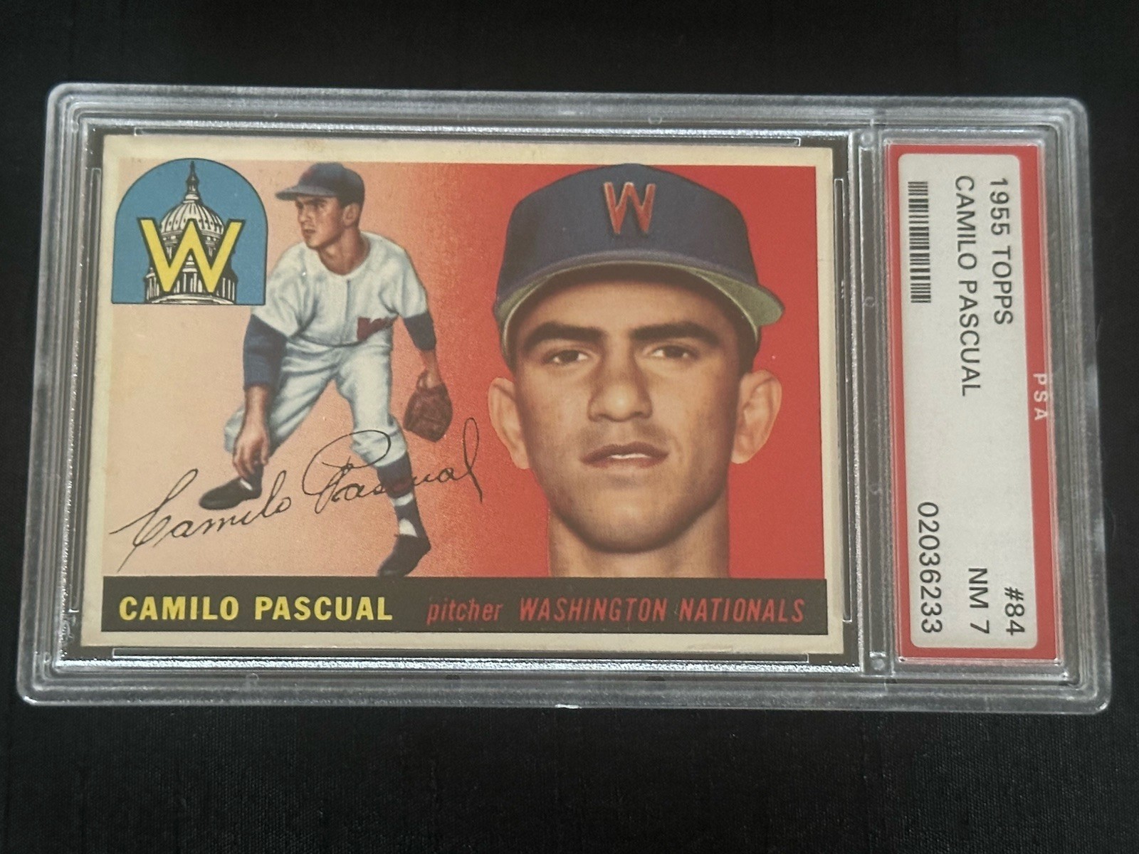1955 Topps #84 Camilo Pascual Psa 7 NM