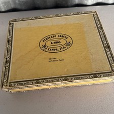 Vintage Perfecto Garcia Bros Tampa Florida Wood Cigar Box 25 Cremas Extra Claro